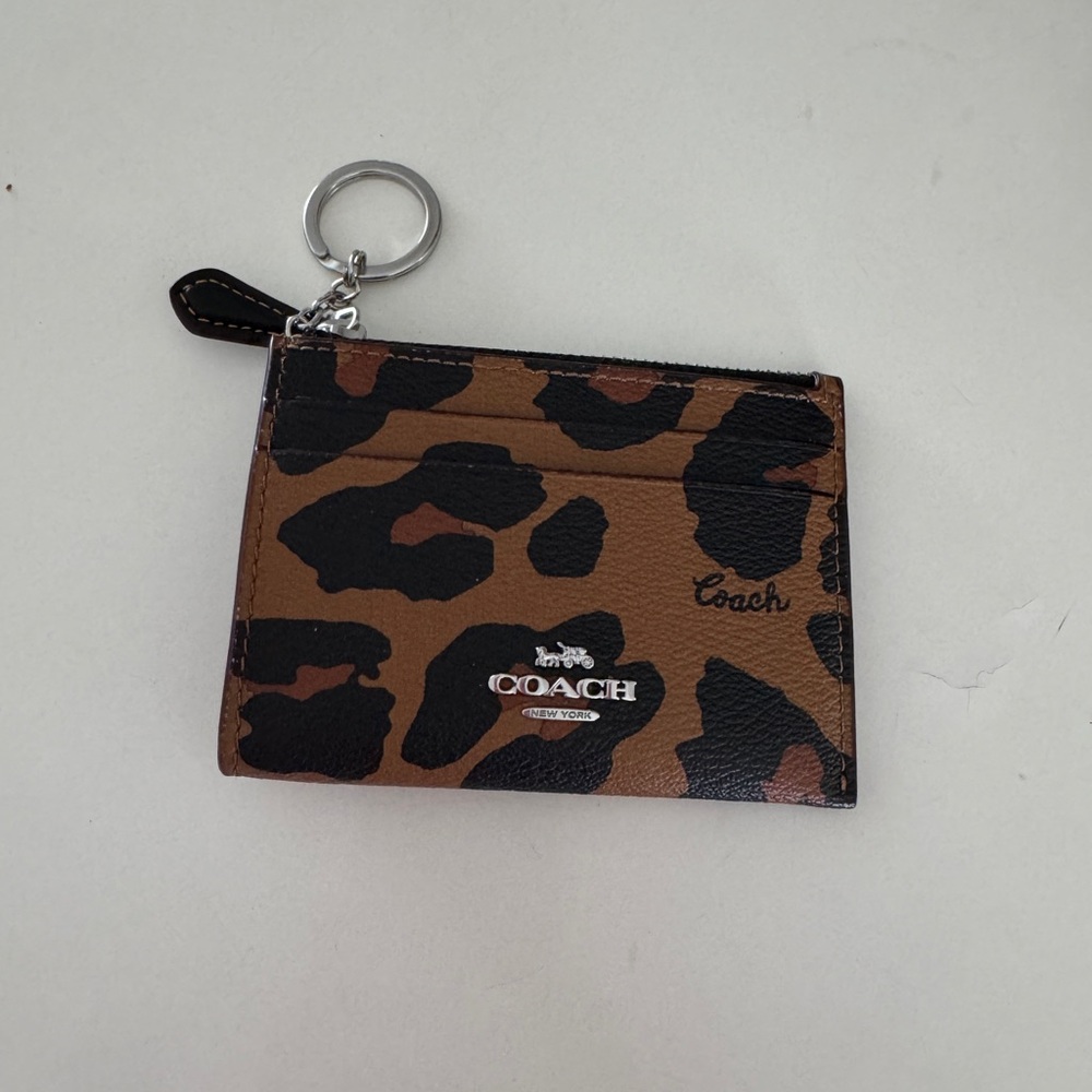 Coach Mini Skinny Id Case With Leopard Print